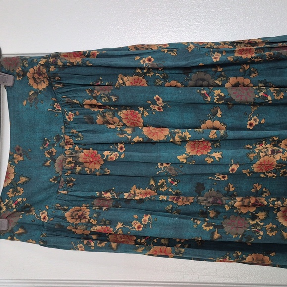 Natural Life Teal Floral Midi Skirt - Picture 2 of 5